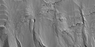 Close view of gullies, as seen by HiRISE under HiWish program