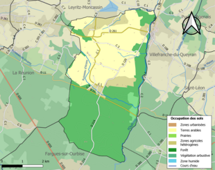 Carte en couleurs présentant l'occupation des sols.