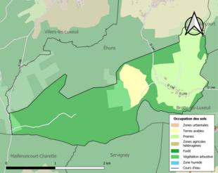 Carte en couleurs présentant l'occupation des sols.