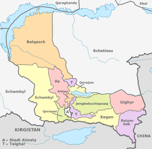 Landkreise der Oblaste Almaty und Schetissu