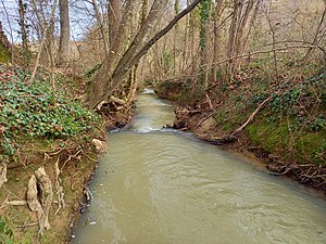 Embâcle naturel sur la rivière détruit à la suite de la crue de février 2021.