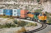 A BNSF Railway double-stack train in West Kingman Canyon, Arizona, in 2006