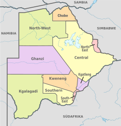 Distrikte Botswanas (ohne eigenständige Städte), Stand 2001–2006