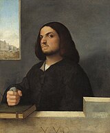 ジョルジョーネ『本を持つ紳士の肖像』1505年ごろ 絵画館所蔵
