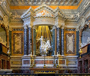 L'Extase de sainte Thérèse, sculpture en marbre de Gian Lorenzo Bernini représentant la transverbération de Thérèse d'Avila, à Santa Maria Della Vittoria (Rome). (définition réelle 4 097 × 3 466)