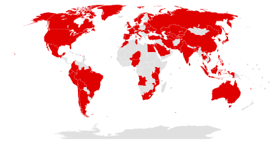 A map of countries that were afflicted with the WannaCry ransomware virus within its first few hours