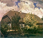 Manor in Bohdanów - painting by Ferdynand Ruszczyc from 1902.