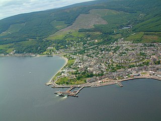 Dunoon from above the Firth of Clyde, looking west