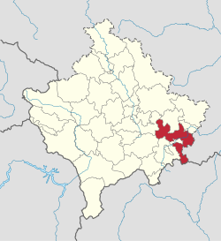 格尼拉内市镇在科索沃的位置