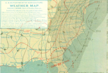 Surface weather map on February 13, 1899. Great Blizzard of 1899 Sfc map.png