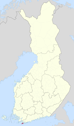 Kaart met de locatie van Hanko