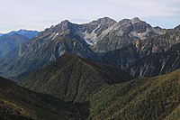 横通岳から望む穂高岳 （2017年9月）