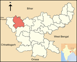 Location of Palamu district in Jharkhand