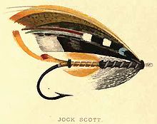 color drawing of fish hook and feathers