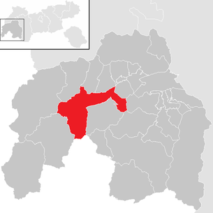 Lage der Gemeinde Kappl (Tirol) im Bezirk Landeck (anklickbare Karte)