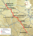 Trajectkaart spoorlijn Würzburg Hbf- Treuchtlingen