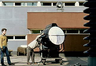 Båglampsstrålkastare under en filminspelning 1964.
