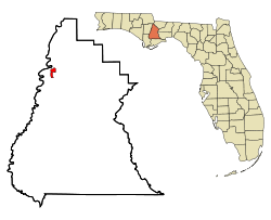 Location in Liberty County and the state of Florida