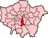 Location of the London Borough of Lambeth in Greater London