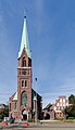 Evangelische Lutherkirche mit Gemeindehaus, ehemaligem Pfarrhaus und Einfriedung