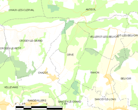 Mapa obce Orve