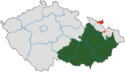 Mapa rozložení Moravy v rámci České republiky
