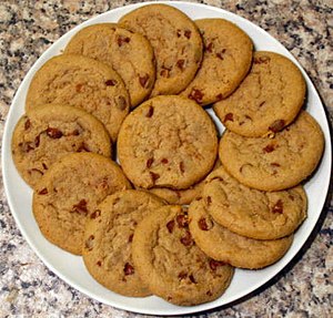 A dish of homemade cookies.
