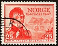 Vogts maleri av Falsen på et frimerke fra 1947