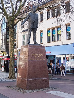 English: Nye Bevan in Cardiff Queen Street The...