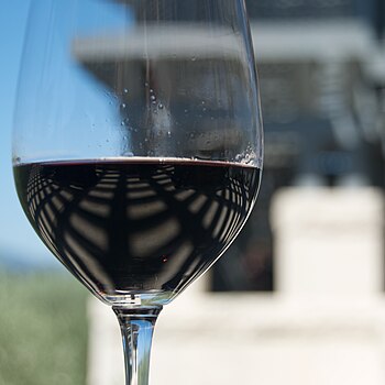 Glass of California, Napa Valley red wine. Opu...