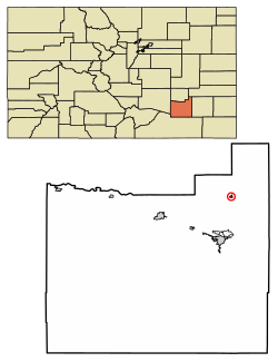 Location of the Town of Cheraw in the Otero County, Colorado.