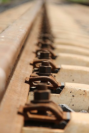 Rail clips on a new line in Kenya in 2016
