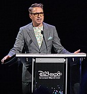 Downey speaking at the 2019 Disney Legends Awards Robert Downey Jr. - 2019 Disney Legends Awards Ceremony - D23 EXPO 2019 (cropped).jpg