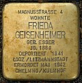 Stolperstein für Frieda Geisenheimer (Magnusstraße 4)