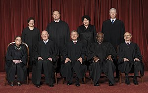 The Roberts Court pictured in 2017 Supreme Court of the United States - Roberts Court 2017.jpg