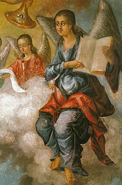 Ангели, детайл от стенописа на Тома Вишанов от олтарната апсида, 1798 г.