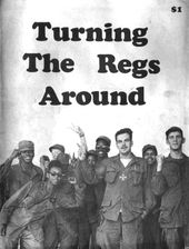 GIs using the peace sign on Turning the Regs Around (1973) Turning the Regs Around Cover Page.png