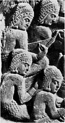 relief sculpture, arched harp, Bharhut