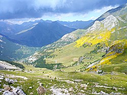 La vallée de Bujaruelo vue depuis le port de Boucharo.