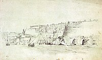 Valletta, Malta, sketch circa 1851