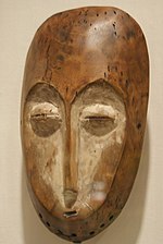 Oval-shaped Face Mask, 19th or 20th century. Wood, pigment (kaolin?)