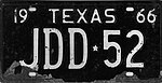 Номерной знак Техаса 1966 года JDD * 52.jpg