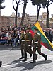 The color guard of the regiment during a parade in Italy.