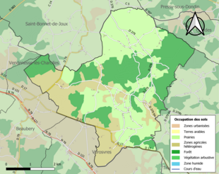 Carte en couleurs présentant l'occupation des sols.