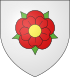 Arms of Rosheim: On a white field, a red rose with yellow centre and green barbs
