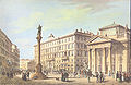 Náměstí s budovou burzy na vedutě z roku 1854