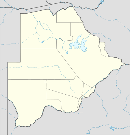 Map of Botswana with teams of the 2014-15 Botswana Premier League