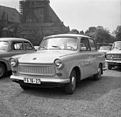 The Trabant automobile was a profitable product made in the German Democratic Republic. Bundesarchiv Bild 183-P0619-306, Trabant 601.jpg