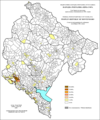 Поширеність хорватів у Чорногорії за поселеннями (1961)