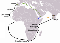 Route vum Vasco da Gama (schwarz)